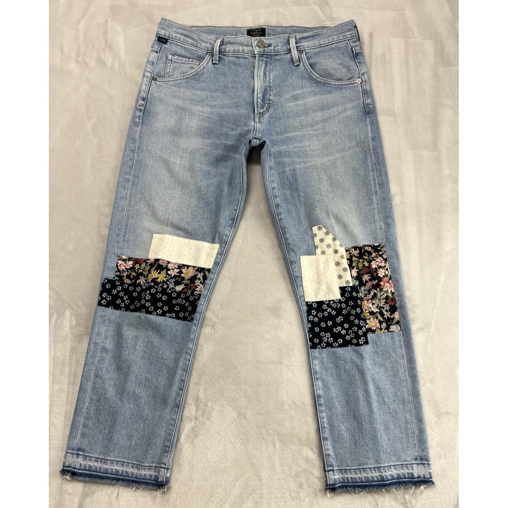 Citizens Of Humanity Jean Women 28 Blue Wash Emerson Slim Crop Boyfriend Whisker